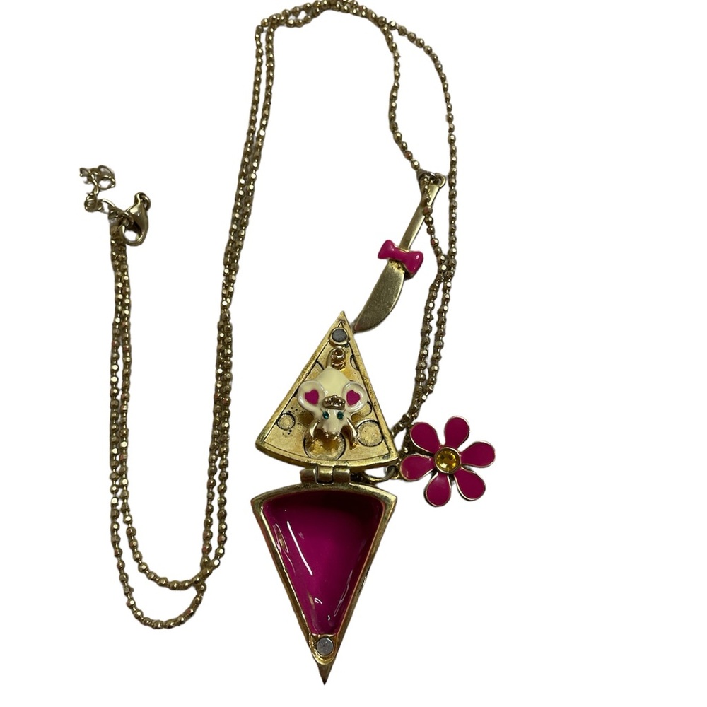 Retired Betsey Johnson Cheese and Mouse Necklace